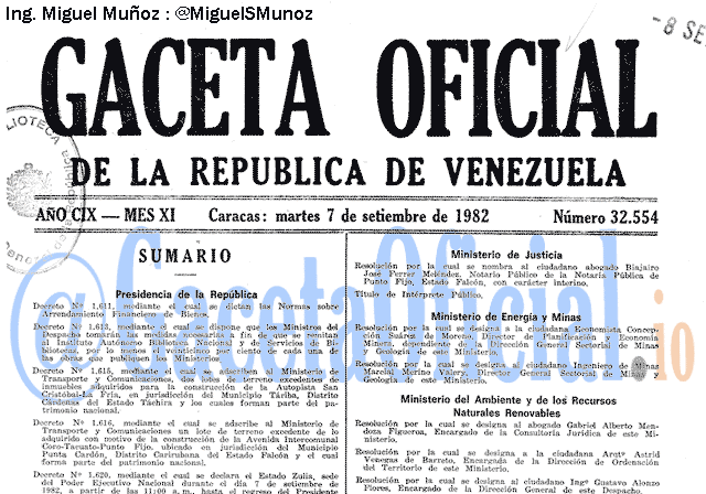 Gaceta Oficial 32554 del 7 Septiembre 1982