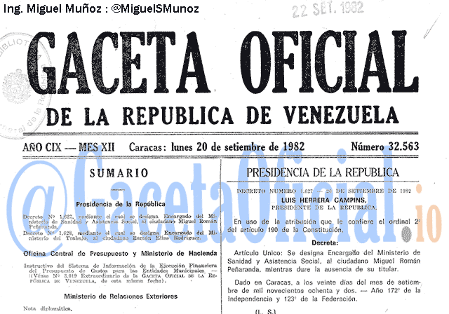 Gaceta Oficial 32563 del 20 Septiembre 1982
