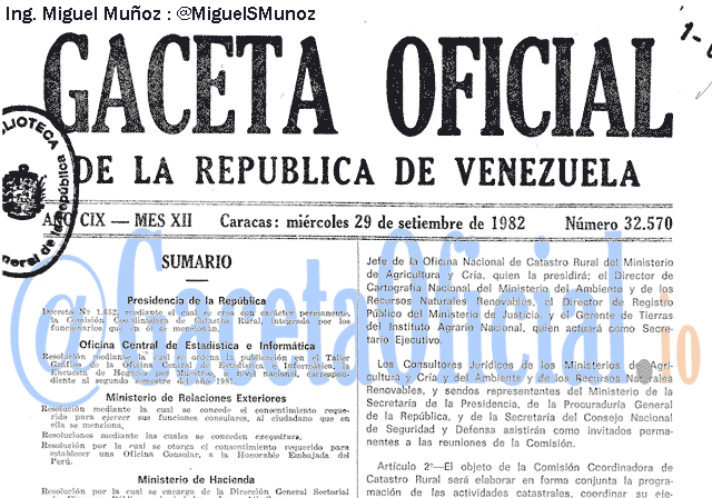 Gaceta Oficial 32570 del 29 Septiembre 1982