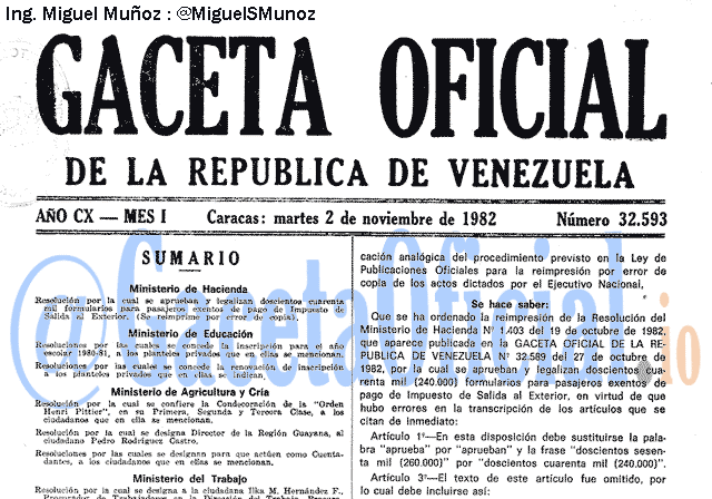 Gaceta Oficial 32593 del 2 Noviembre 1982