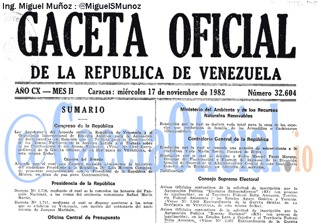 Gaceta Oficial 32604 del 17 Noviembre 1982
