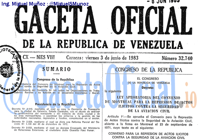 Gaceta Oficial 32740 del 3 Junio 1983