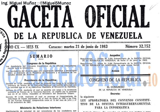 Gaceta Oficial 32752 del 21 Junio 1983