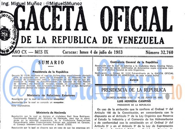 Gaceta Oficial 32760 del 4 Julio 1983