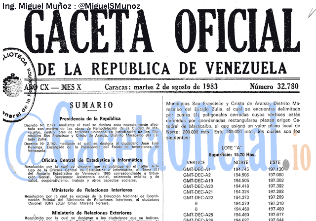 Gaceta Oficial 32780 del 2 Agosto 1983