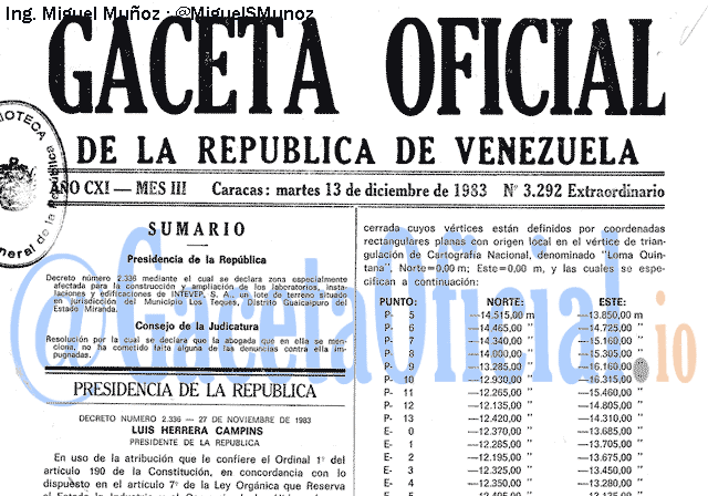 Gaceta Oficial 3292 del 13 Diciembre 1983