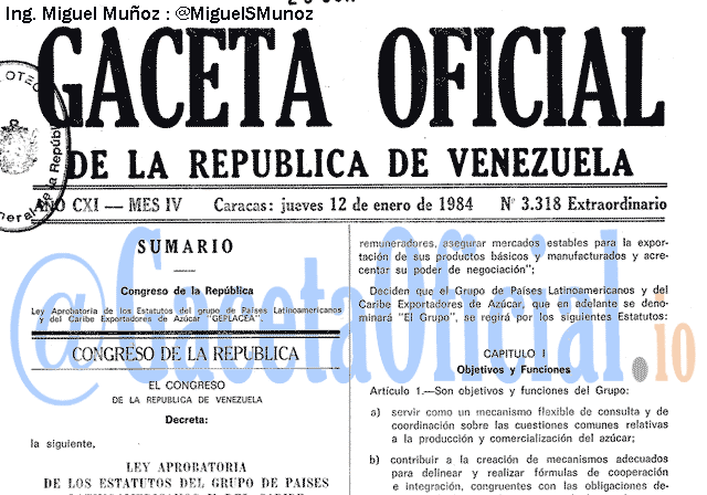 Gaceta Oficial 3318 del 12 Enero 1984
