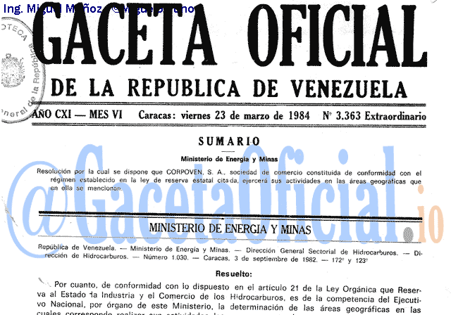 Gaceta Oficial 3363 del 23 Marzo 1984