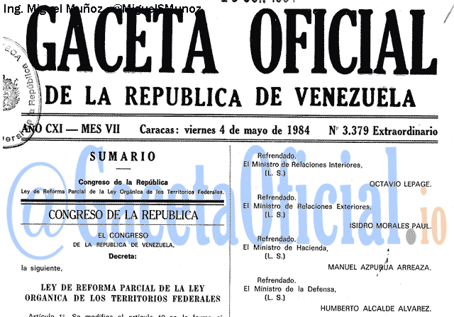 Gaceta Oficial 3379 del 4 Mayo 1984