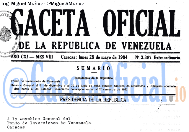 Gaceta Oficial 3387 del 28 Mayo 1984
