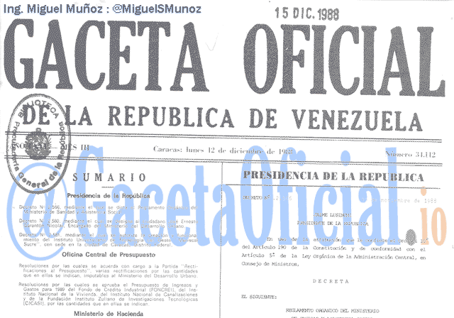 Gaceta Oficial 34112 del 12 Diciembre 1988