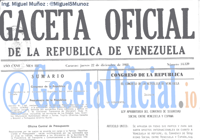 Gaceta Oficial 34120 del 22 Diciembre 1988