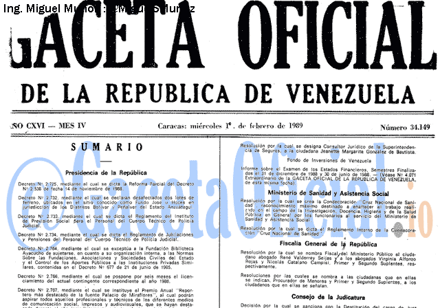 Gaceta Oficial 34149 del 1 Febrero 1989