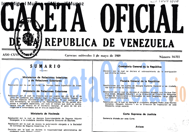 Gaceta Oficial 34211 del 3 Mayo 1989
