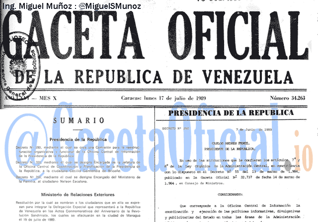 Gaceta Oficial 34263 del 17 Julio 1989