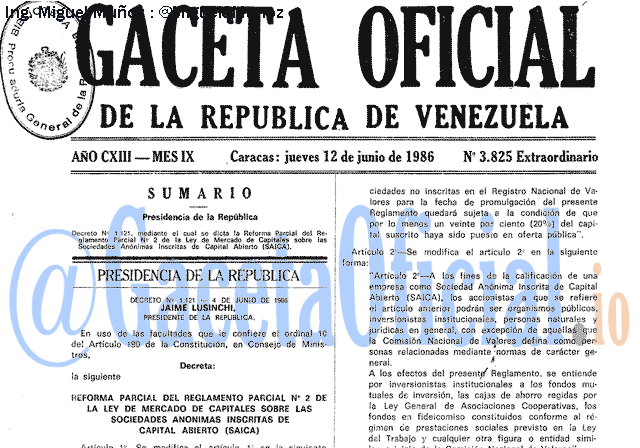 Gaceta Oficial 3825 del 12 Junio 1986