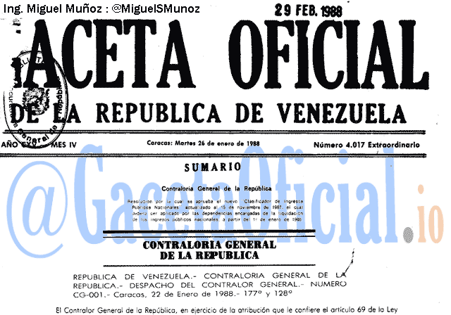 Gaceta Oficial 4017 del 26 Enero 1988