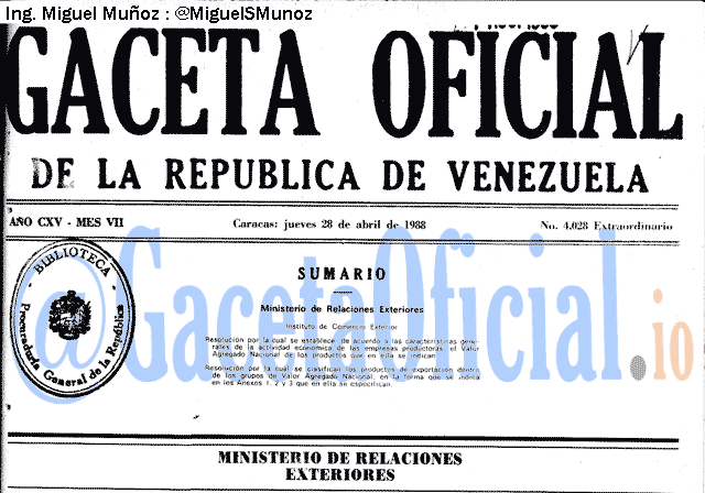 Gaceta Oficial 4028 del 28 Abril 1988