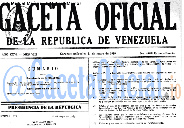 Gaceta Oficial 4098 del 24 Mayo 1989