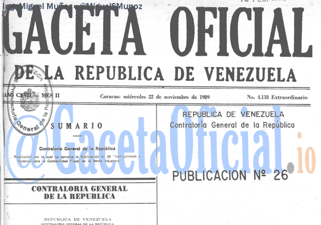 Gaceta Oficial 4138 del 22 Noviembre 1989