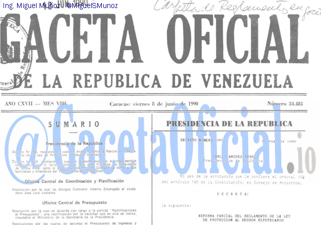 Gaceta Oficial 34485 del 8 Junio 1990
