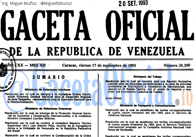 Gaceta Oficial 35299 del 17 Septiembre 1993