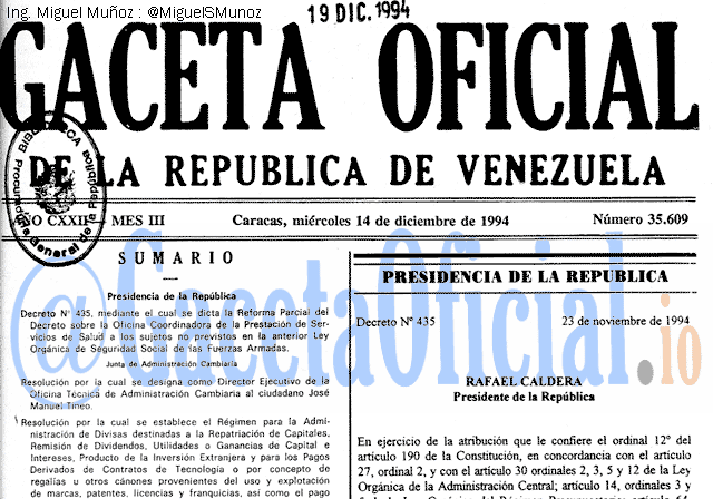Gaceta Oficial 35609 del 14 Diciembre 1994