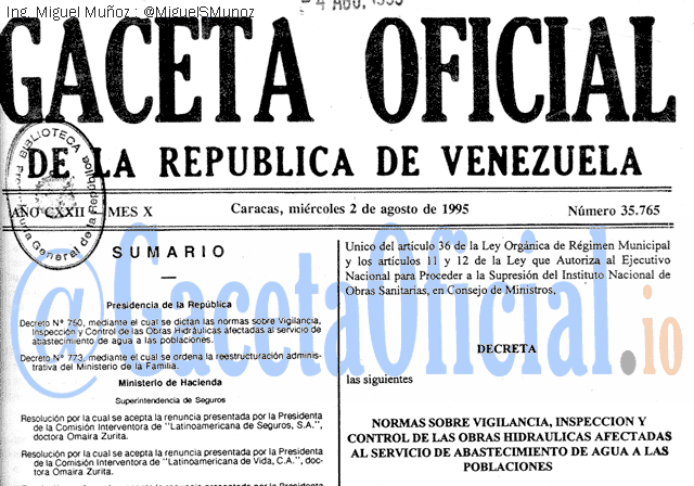 Gaceta Oficial 35765 del 2 Agosto 1995