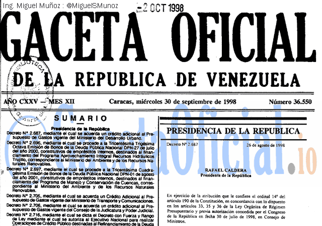 Gaceta Oficial 36550 del 30 Septiembre 1998