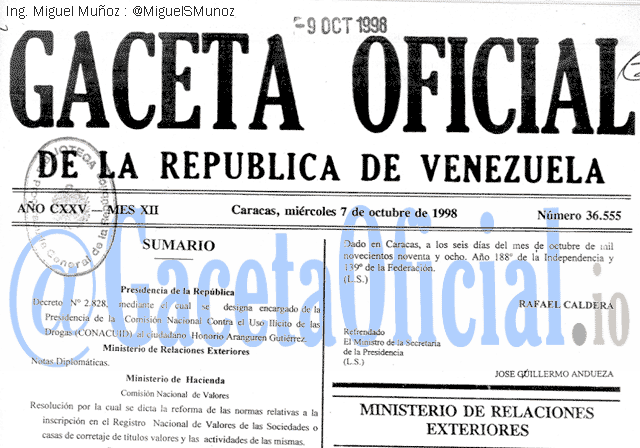 Gaceta Oficial 36555 del 7 Octubre 1998