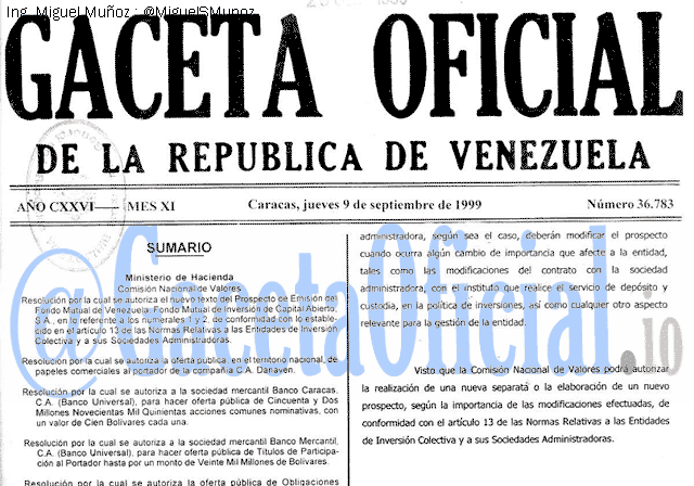 Gaceta Oficial 36783 del 9 Septiembre 1999