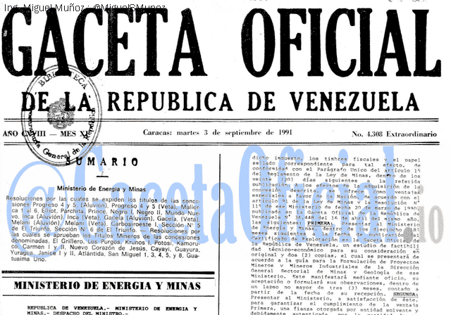 Gaceta Oficial 4308 del 3 Septiembre 1991