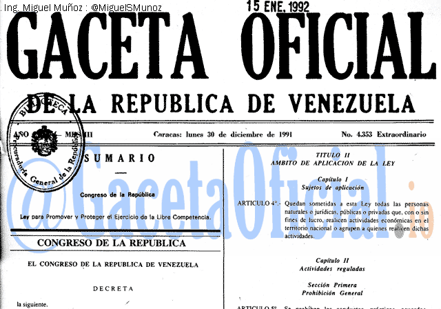 Gaceta Oficial 4353 del 30 Diciembre 1991