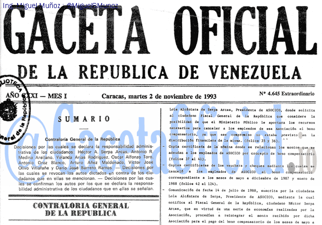 Gaceta Oficial 4645 del 2 Noviembre 1993