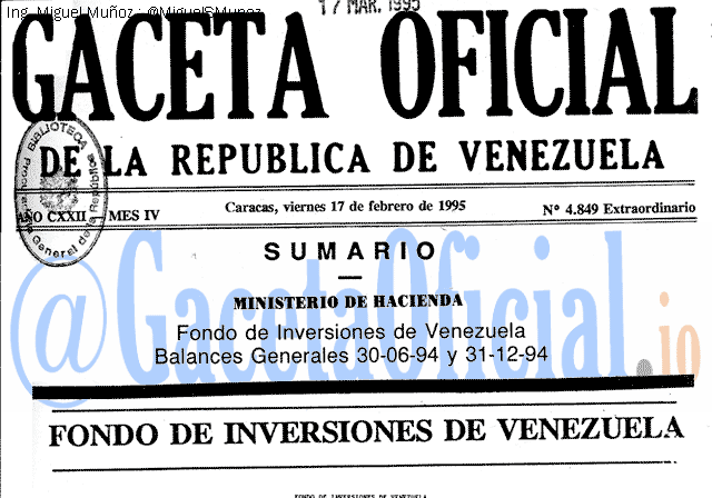 Gaceta Oficial 4849 del 17 Febrero 1995