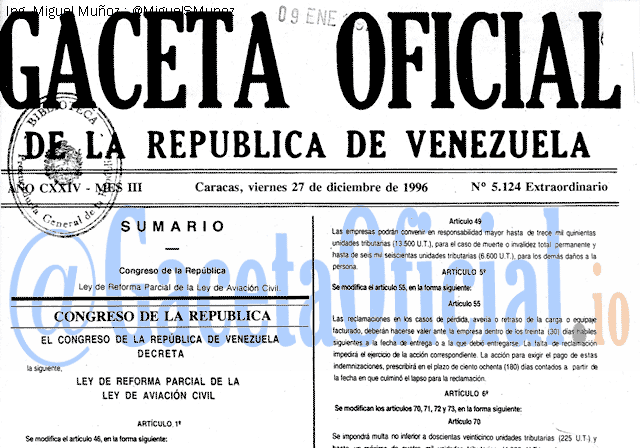 Gaceta Oficial 5124 del 27 Diciembre 1996