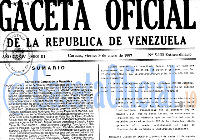 Gaceta Oficial 5133 del 3 Enero 1997