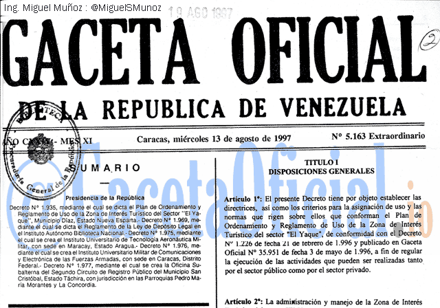 Gaceta Oficial 5163 del 13 Agosto 1997