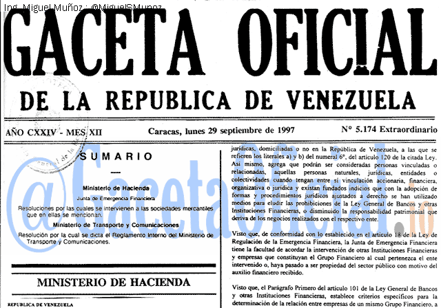 Gaceta Oficial 5174 del 29 Septiembre 1997