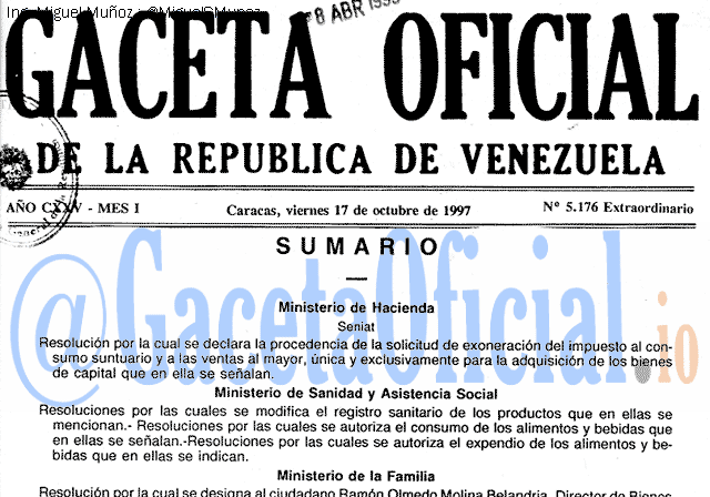 Gaceta Oficial 5176 del 17 Octubre 1997