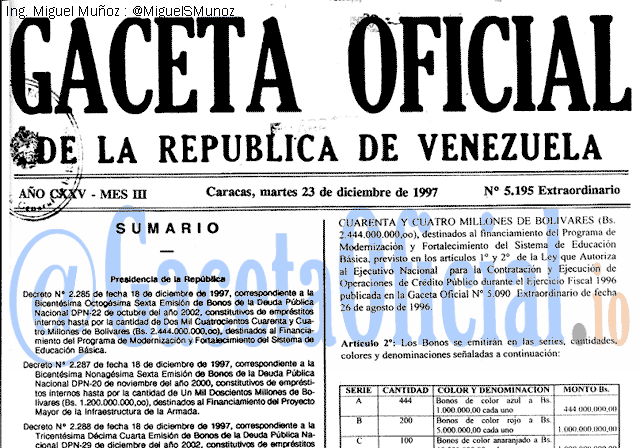 Gaceta Oficial 5195 del 23 Diciembre 1997