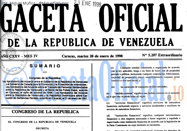 Gaceta Oficial 5207 del 20 Enero 1998