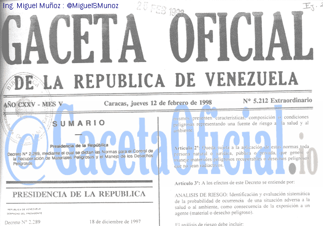 Gaceta Oficial 5212 del 12 Febrero 1998
