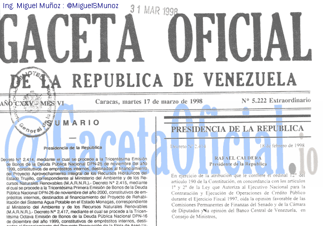 Gaceta Oficial 5222 del 17 Marzo 1998