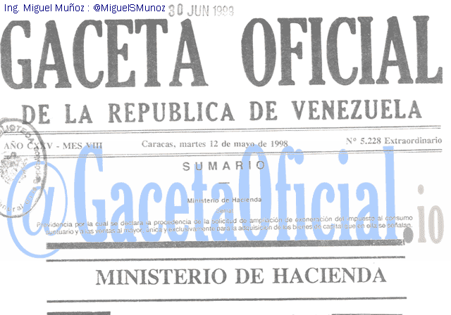 Gaceta Oficial 5228 del 12 Mayo 1998