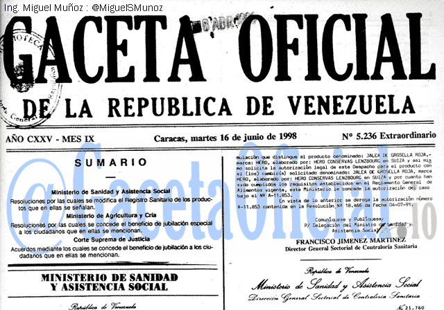 Gaceta Oficial 5236 del 16 Junio 1998