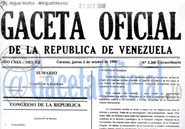 Gaceta Oficial 5266 del 2 Octubre 1998