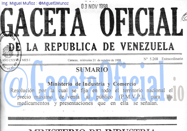Gaceta Oficial 5268 del 21 Octubre 1998