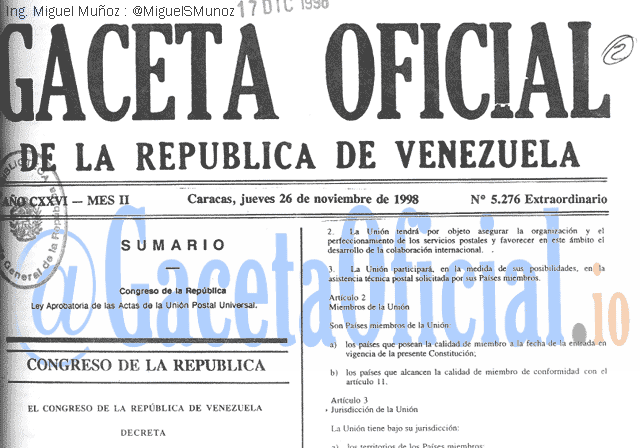 Gaceta Oficial 5276 del 26 Noviembre 1998