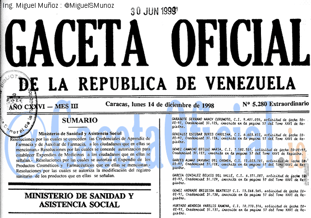 Gaceta Oficial 5280 del 14 Diciembre 1998